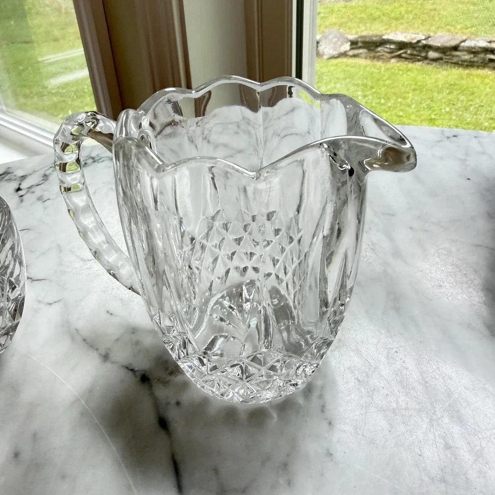 NEW VTG Crystal Creamer and Sugar Bowl Set‎ Elegant Yugoslavia 24% Lead Crystal